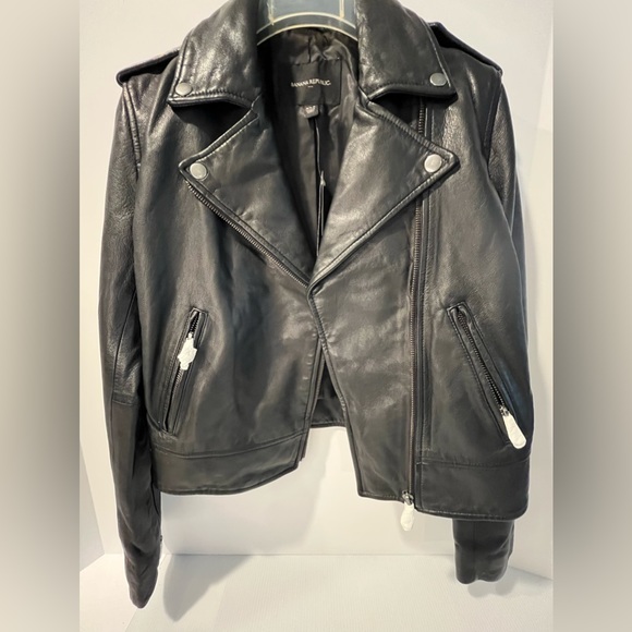Banana Republic Bestselling Genuine Goat Leather Motto Jacket Black - Picture 6 of 16